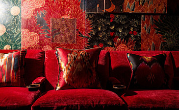 Hand-Painted Cinema close up of couch