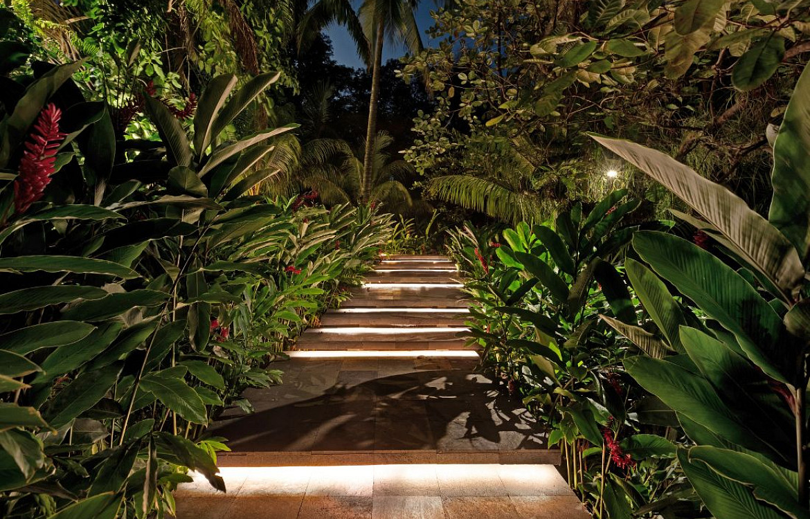 Lara Lopez Rio Dulce lighted outdoor stairs