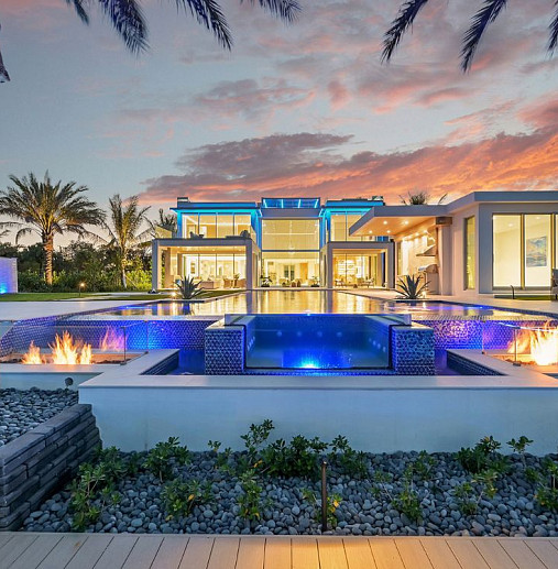 Lighting Up The Lagoon outdoor fire pit, swim area