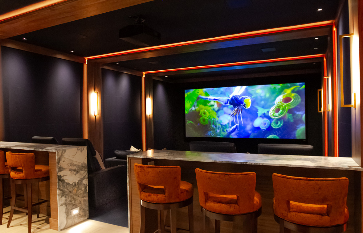 Private Illini Themed Home Theater seating and theater