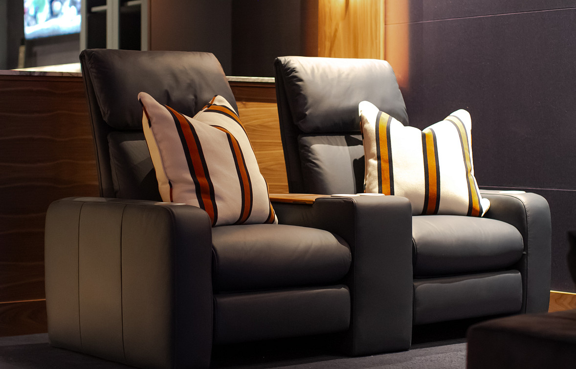 Private Illini Themed Home Theater comfortable seating