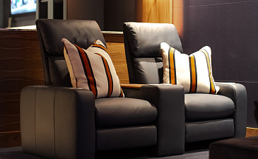 Private Illini Themed Home Theater comfortable seating