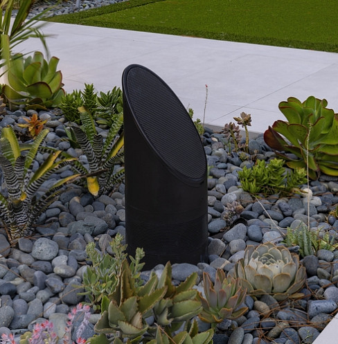 Modern speaker in garden