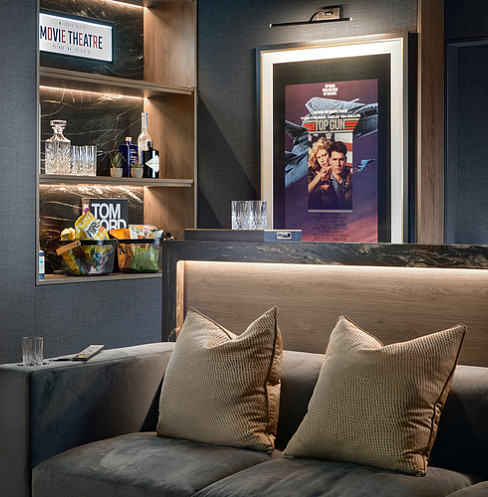 Home theater snack and drink area