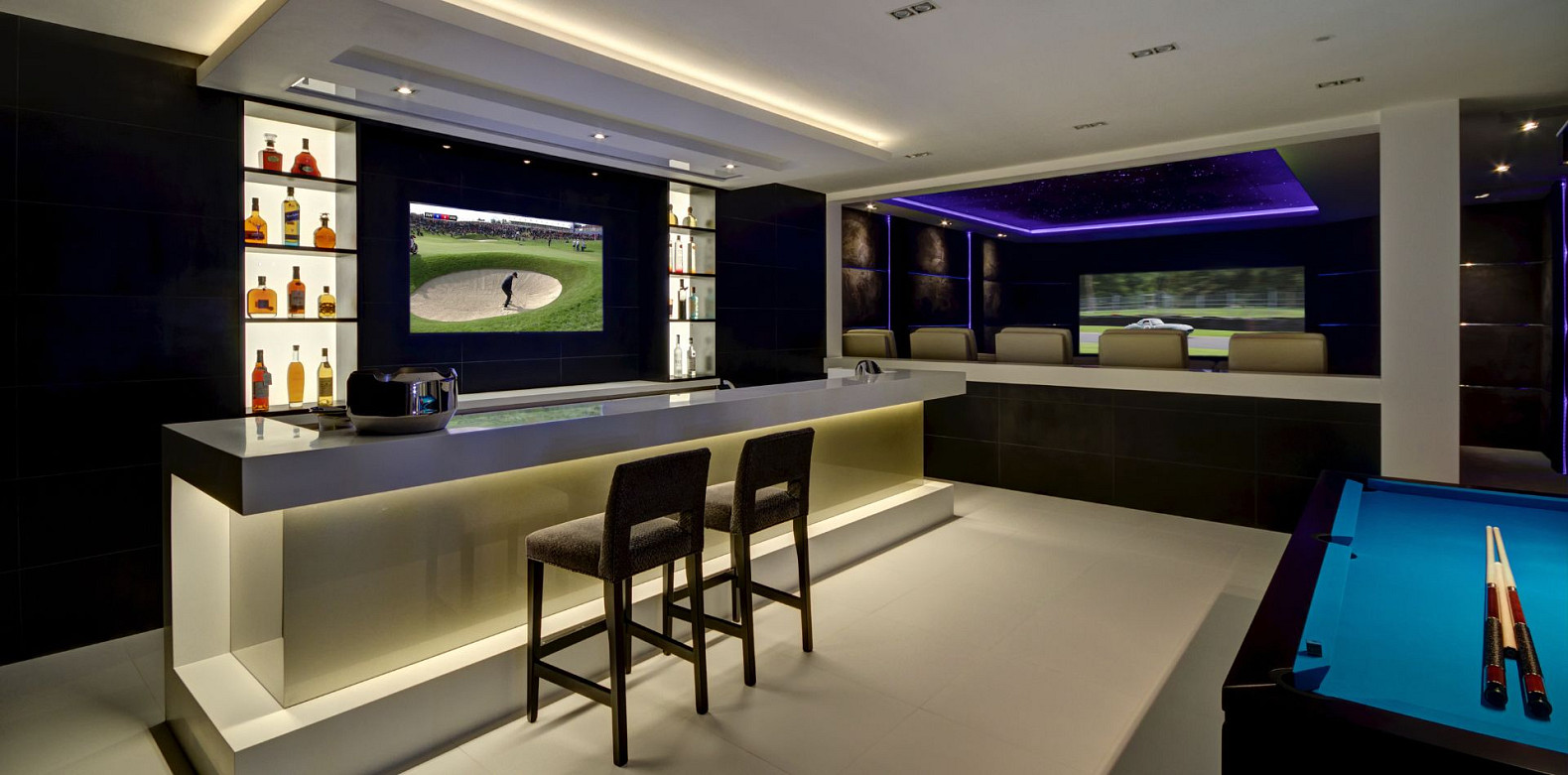 high end games room with home cinema