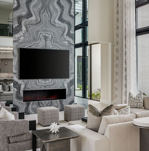Club room with 15-foot video wall and concealed cinema sound