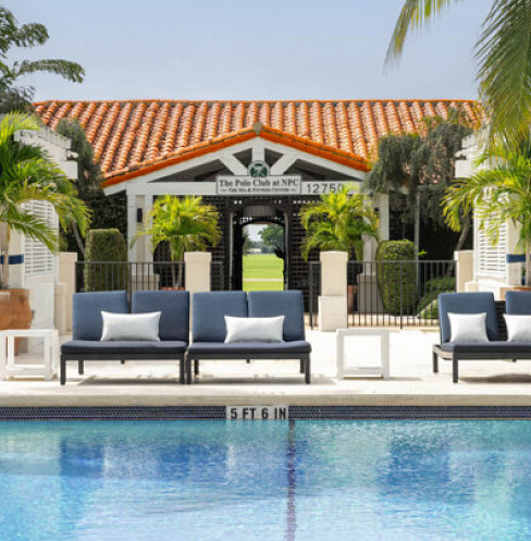 Pool area with integrated outdoor audio and unobstructed sightlines